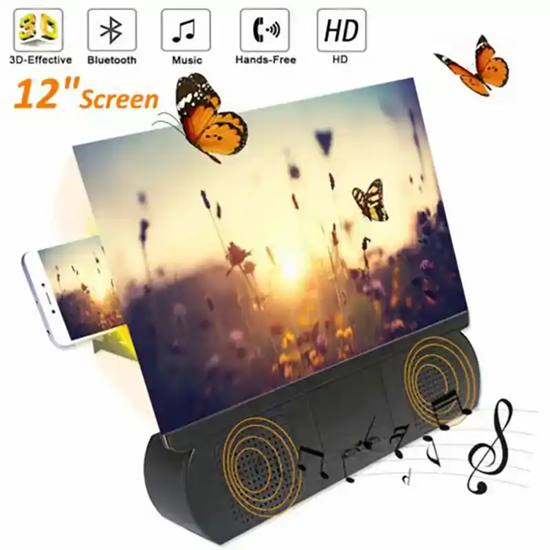 Phone screen magnifier with bluetooth speaker